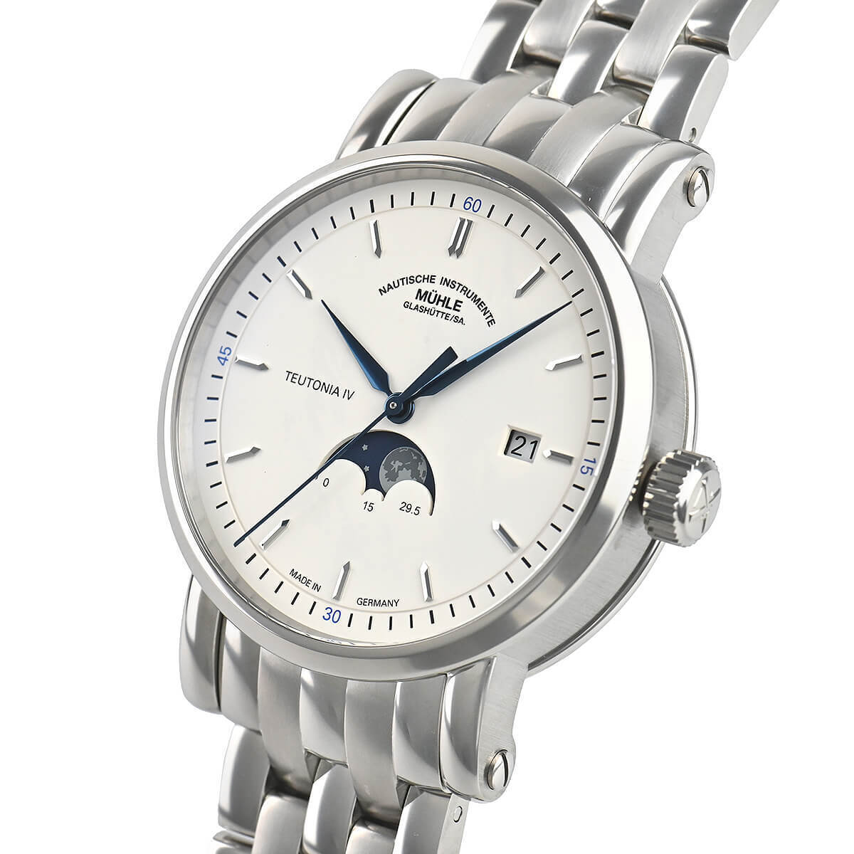 Mühle Glashütte Teutonia IV Moonphase 41mm Polished Stainless Steel Bezel M1-44-05-MB