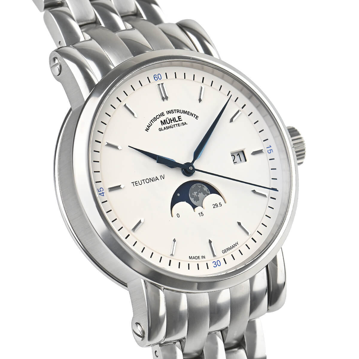 Mühle Glashütte Teutonia IV Moonphase 41mm Polished Stainless Steel Bezel M1-44-05-MB