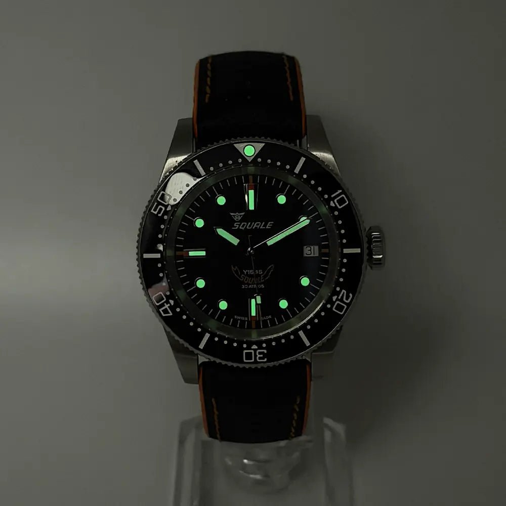 Squale 1545 30 ATMOS Black Ceramic 40mm Swiss Automatic Diver Full Kit + Bracelet - CalderoneWatchCo