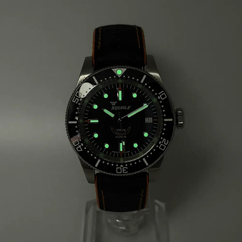 Squale 1545 30 ATMOS Black Ceramic 40mm Swiss Automatic Diver Full Kit + Bracelet - CalderoneWatchCo